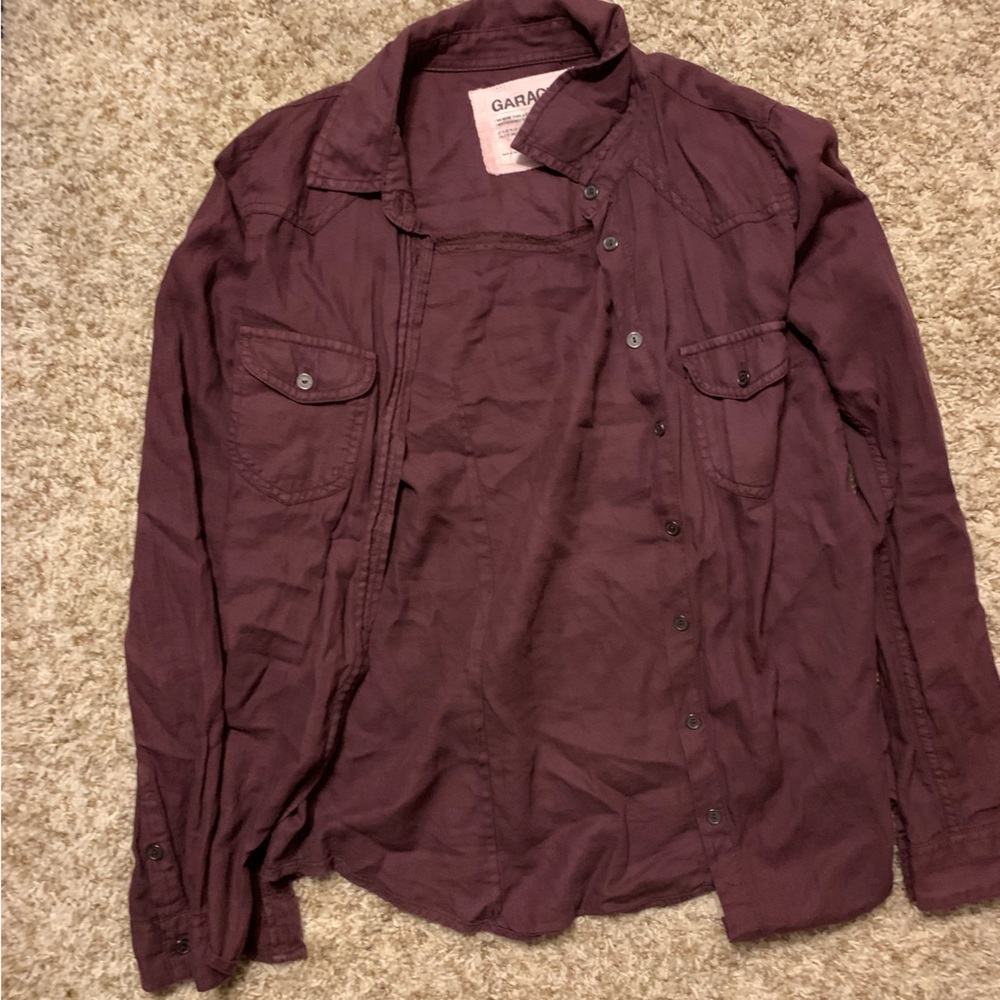 Garage women’s button down burgundy top